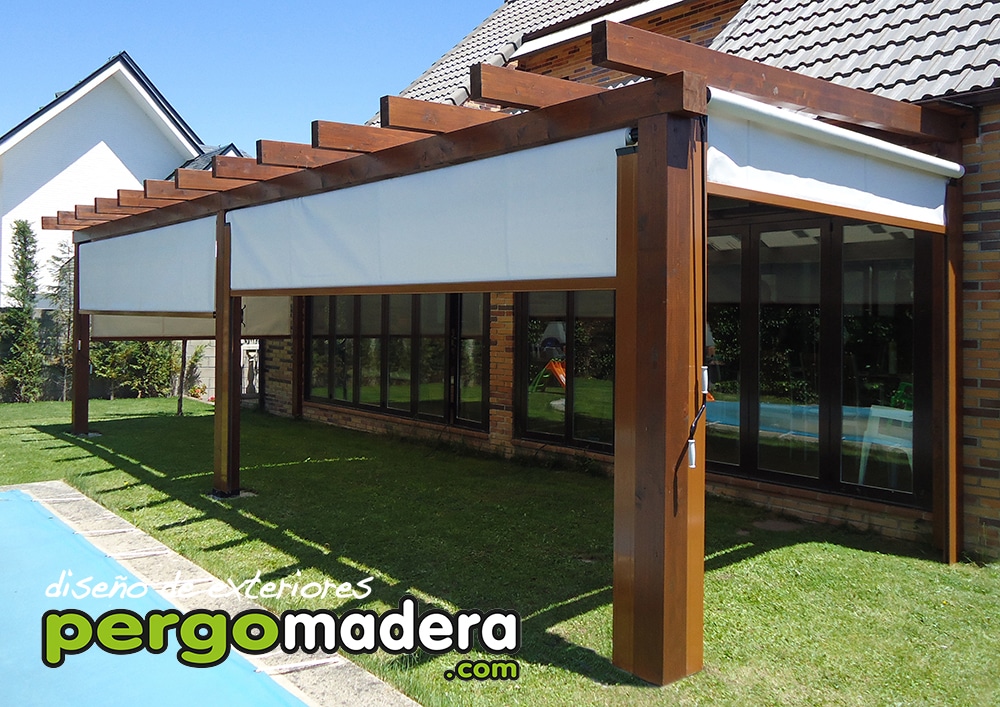 28 Diseños de toldos para terrazas  Pergolas de madera, Diseño de patio,  Pérgolas